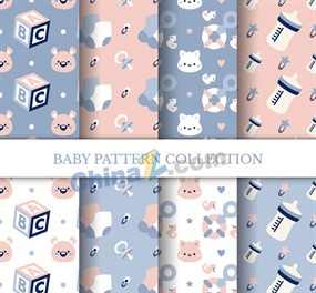 可爱婴儿物品无缝背景矢量